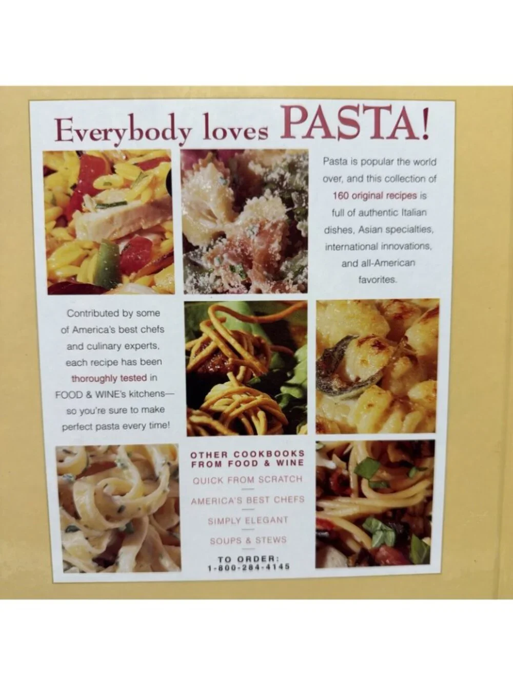 Pasta Cookbook From Food & Wine Books Italian Recipes Illustrated HC
